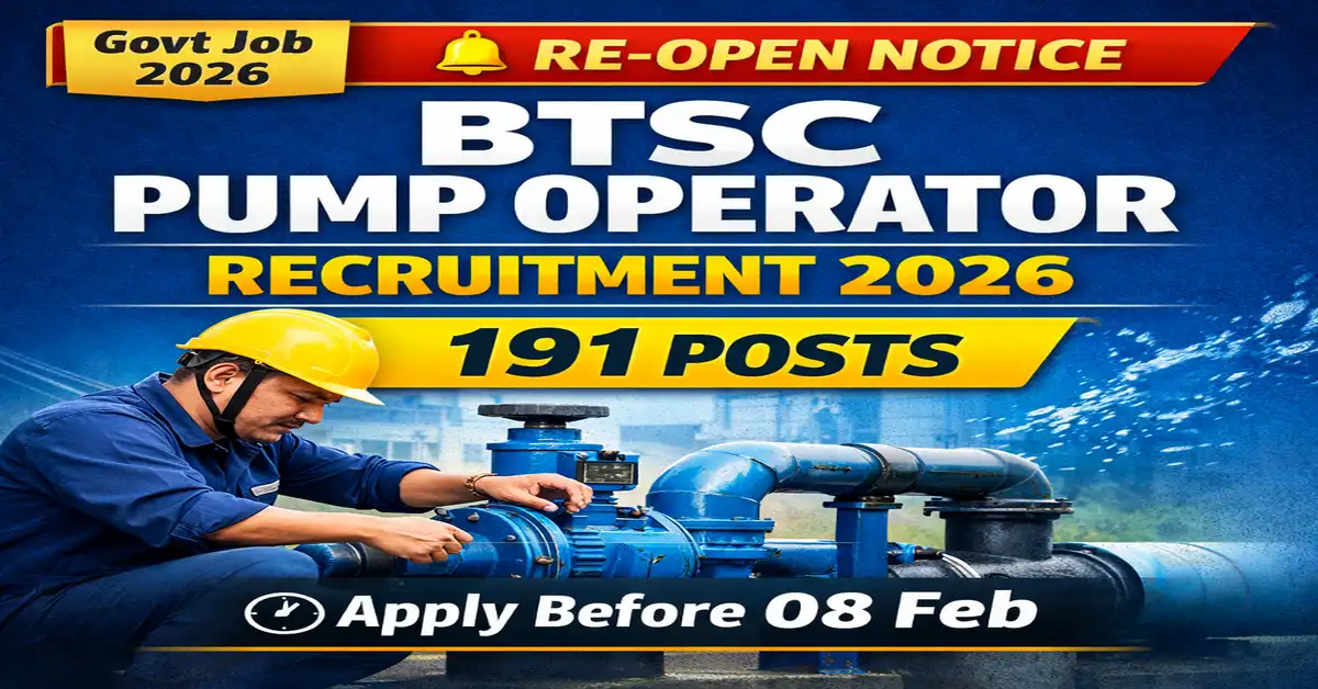 BTSC Pump Operator Recruitment 2026