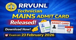 RRVUNL Technician Mains Admit Card 2026