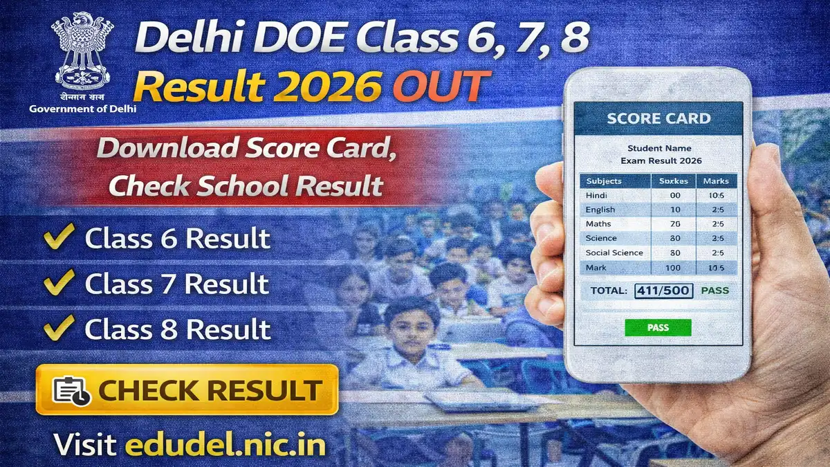 Delhi DOE Class 6 7 8 Result 2026