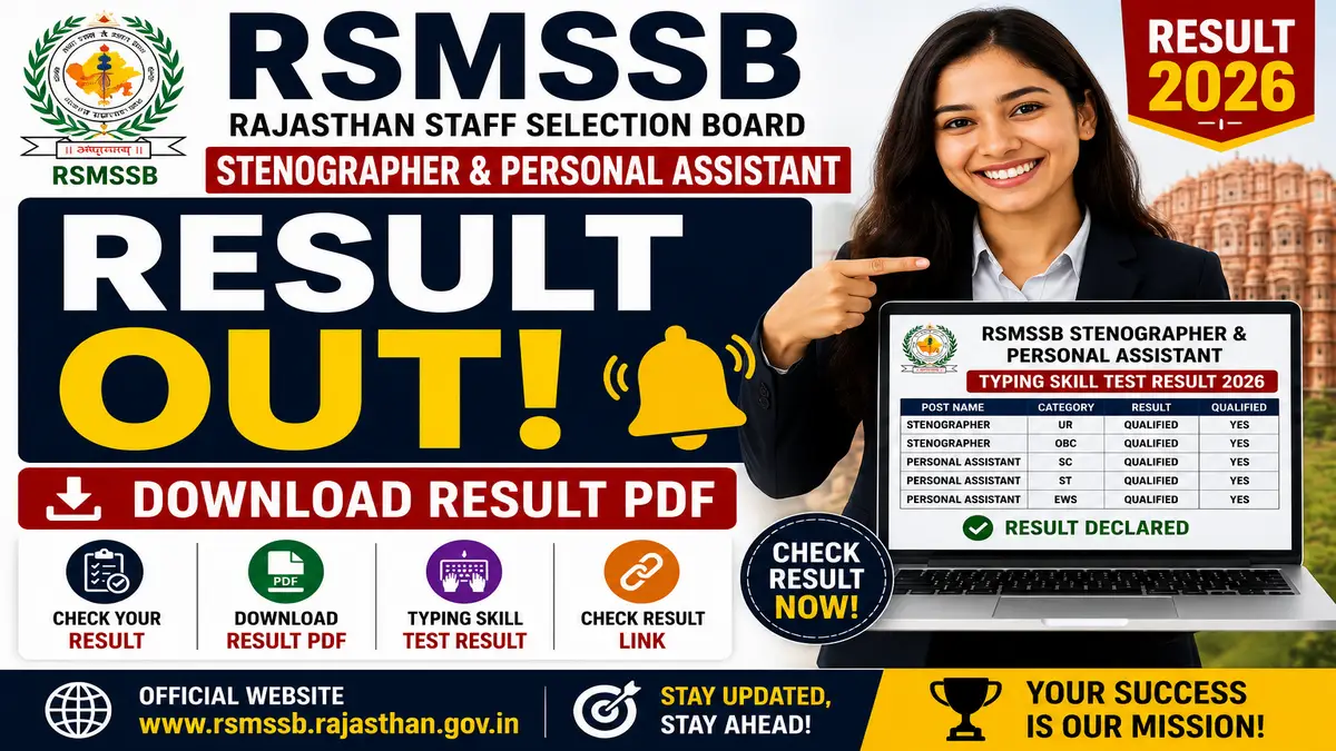 Rajasthan RSMSSB Stenographer Result 2026