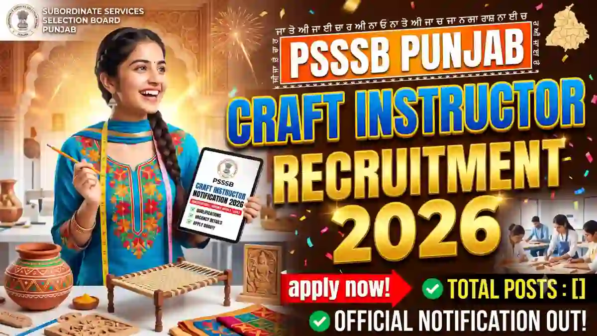 PSSSB Punjab Craft Instructor Recruitment 2026