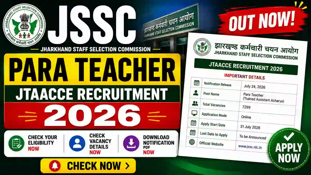 JSSC Para Teacher JTAACCE Recruitment 2026