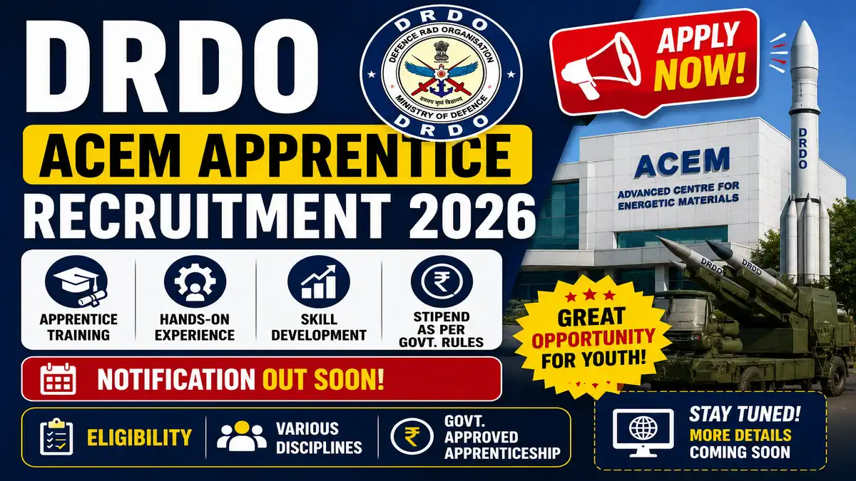 DRDO ACEM Apprentice Recruitment 2026