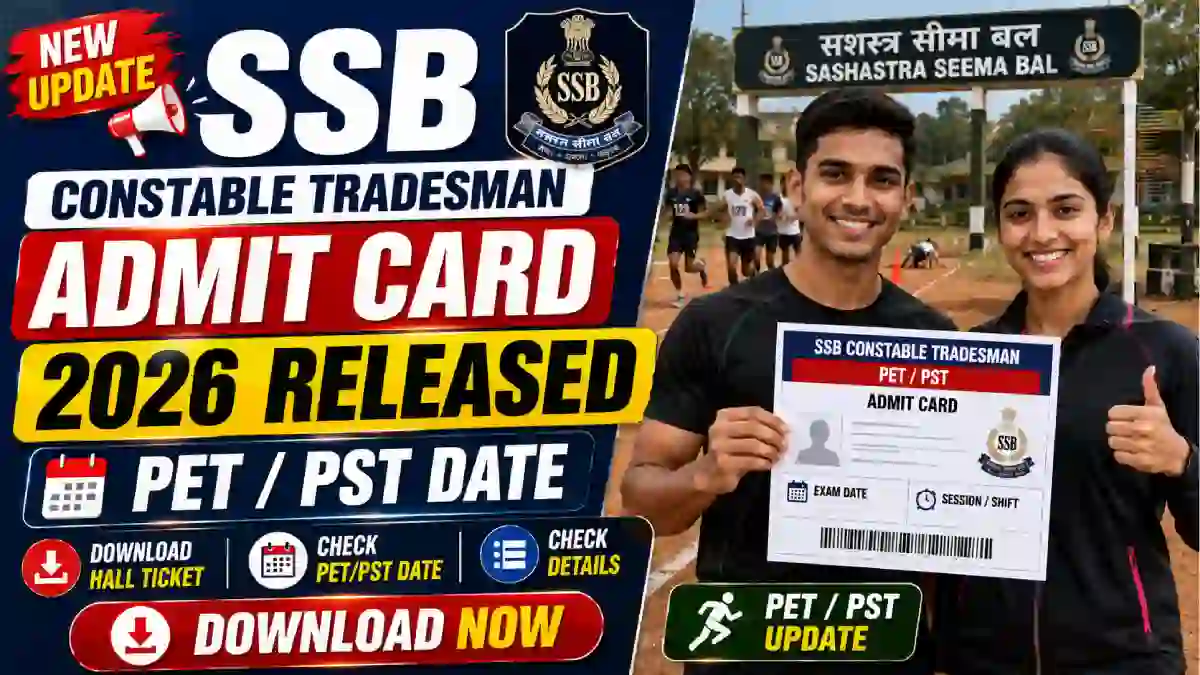 SSB Constable Tradesman PET/PST Admit Card 2026